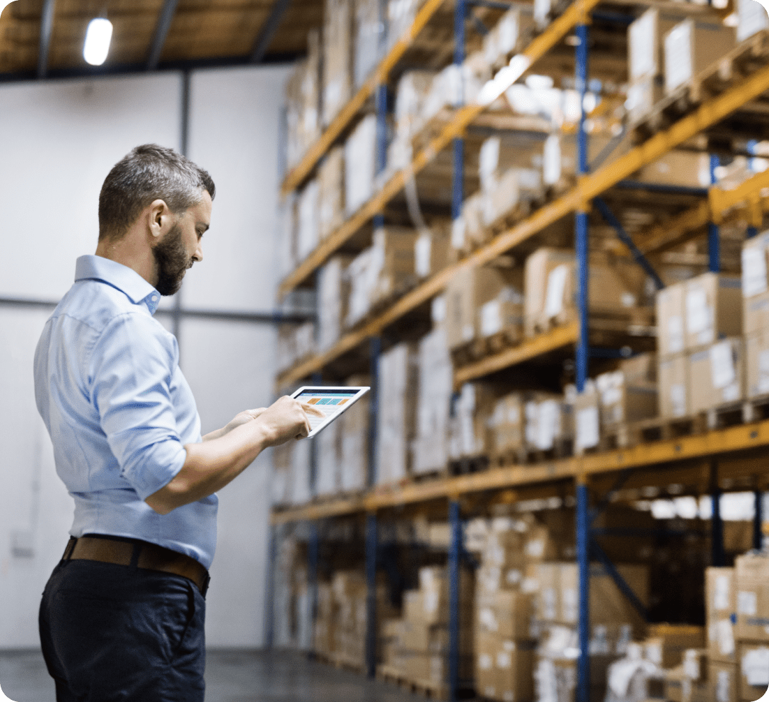 Retail manager easily checking store inventory levels using Retail Express system